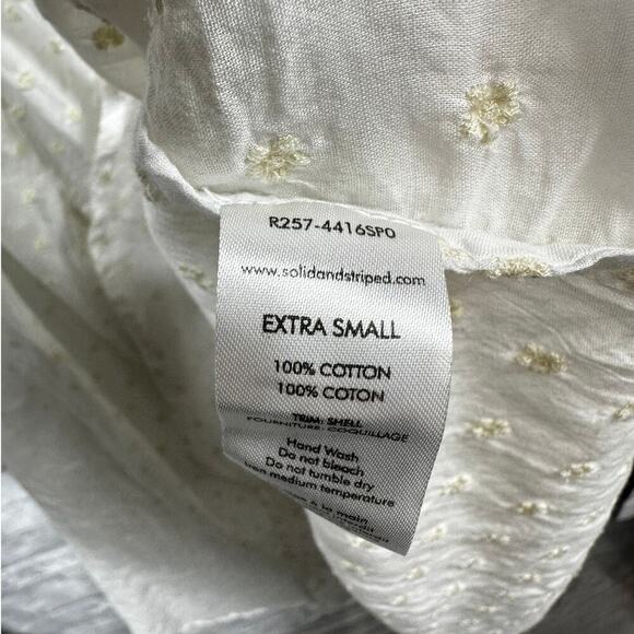 Solid & Striped White Sheer Tank Midi Floral Embroider Cover Up Dress Shells XS - Picture 5 of 8